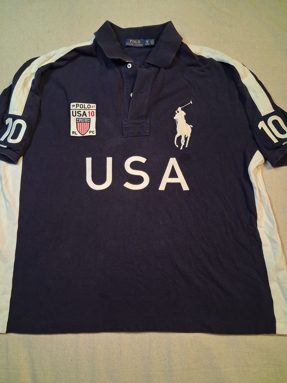 Ralph Lauren Polo Vtg Big Pony USA #10 Shirt Men's Size 1XB